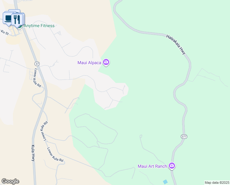 map of restaurants, bars, coffee shops, grocery stores, and more near 450 Hoopalua Drive in Makawao