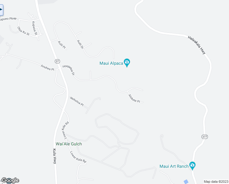 map of restaurants, bars, coffee shops, grocery stores, and more near 360 Hoopalua Drive in Makawao