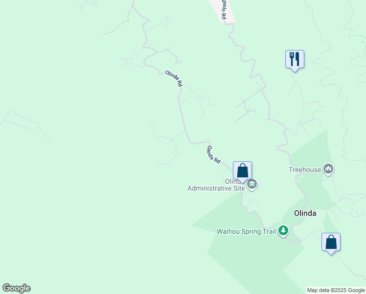 map of restaurants, bars, coffee shops, grocery stores, and more near 1990 Olinda Road in Makawao
