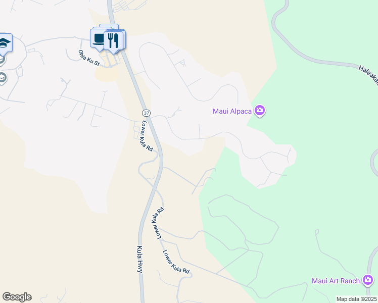 map of restaurants, bars, coffee shops, grocery stores, and more near 144 Hoopalua Drive in Makawao
