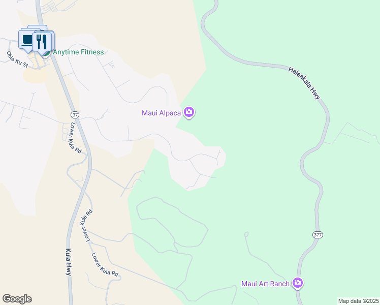 map of restaurants, bars, coffee shops, grocery stores, and more near 409 Hoopalua Drive in Makawao