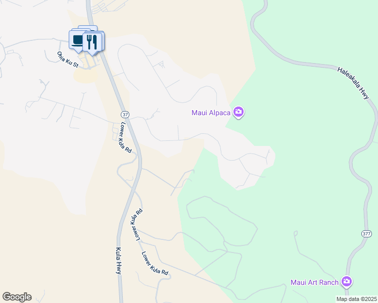 map of restaurants, bars, coffee shops, grocery stores, and more near 200 Hoopalua Drive in Makawao