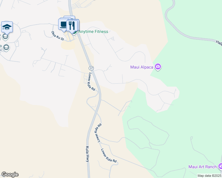 map of restaurants, bars, coffee shops, grocery stores, and more near 128 Hoopalua Drive in Makawao