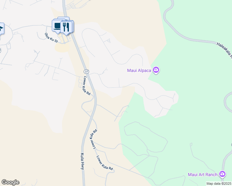 map of restaurants, bars, coffee shops, grocery stores, and more near 162 Hoopalua Drive in Makawao