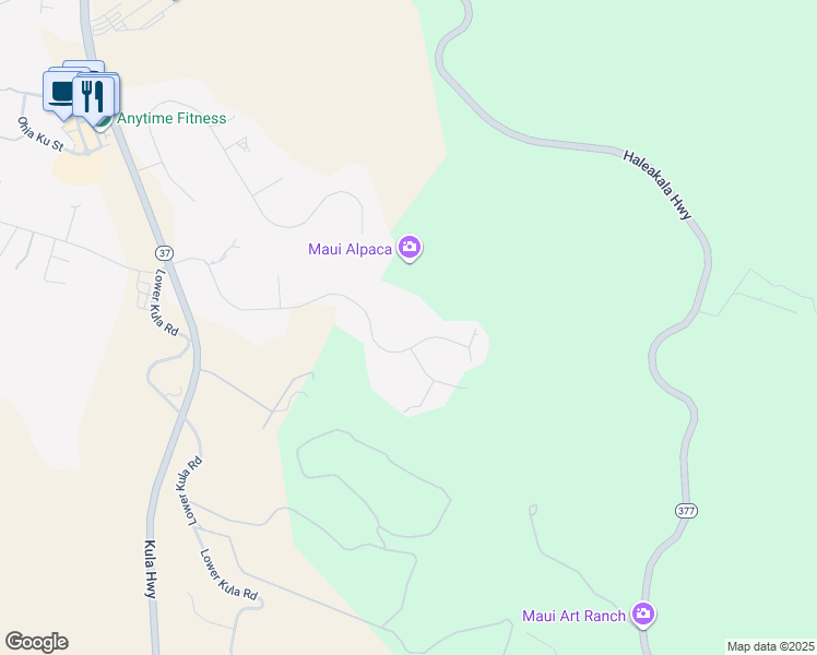 map of restaurants, bars, coffee shops, grocery stores, and more near 409 Hoopalua Drive in Makawao