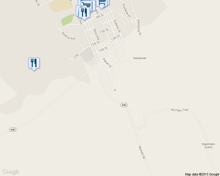 map of restaurants, bars, coffee shops, grocery stores, and more near 1561 South Ohohia Street in Lanai City