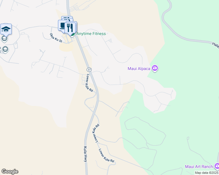 map of restaurants, bars, coffee shops, grocery stores, and more near 128 Hoopalua Drive in Makawao