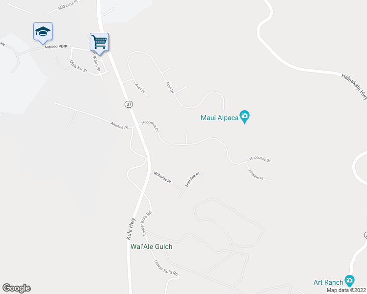 map of restaurants, bars, coffee shops, grocery stores, and more near 164 Hoopalua Drive in Makawao