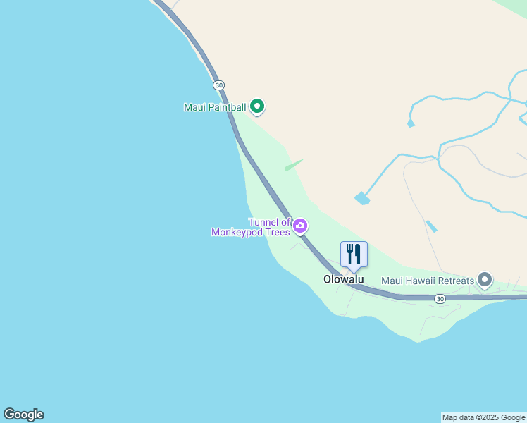 map of restaurants, bars, coffee shops, grocery stores, and more near 11777 Hawaii 30 in Lahaina