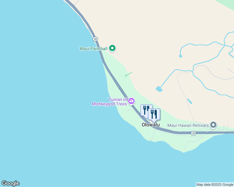 map of restaurants, bars, coffee shops, grocery stores, and more near 11777 Hawaii 30 in Lahaina