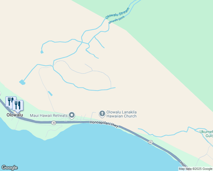 map of restaurants, bars, coffee shops, grocery stores, and more near 257 Luawai Street in Lahaina