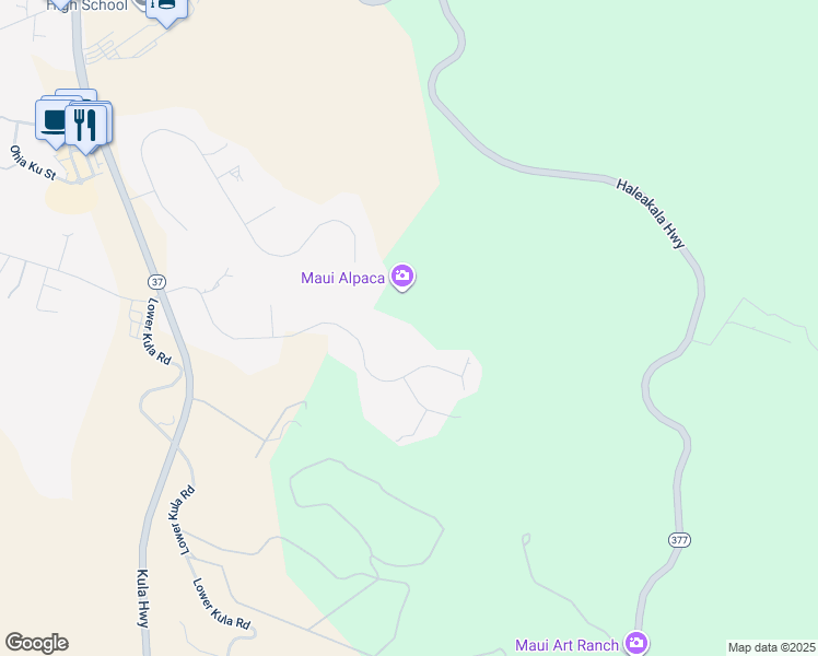 map of restaurants, bars, coffee shops, grocery stores, and more near 429 Hoopalua Drive in Makawao
