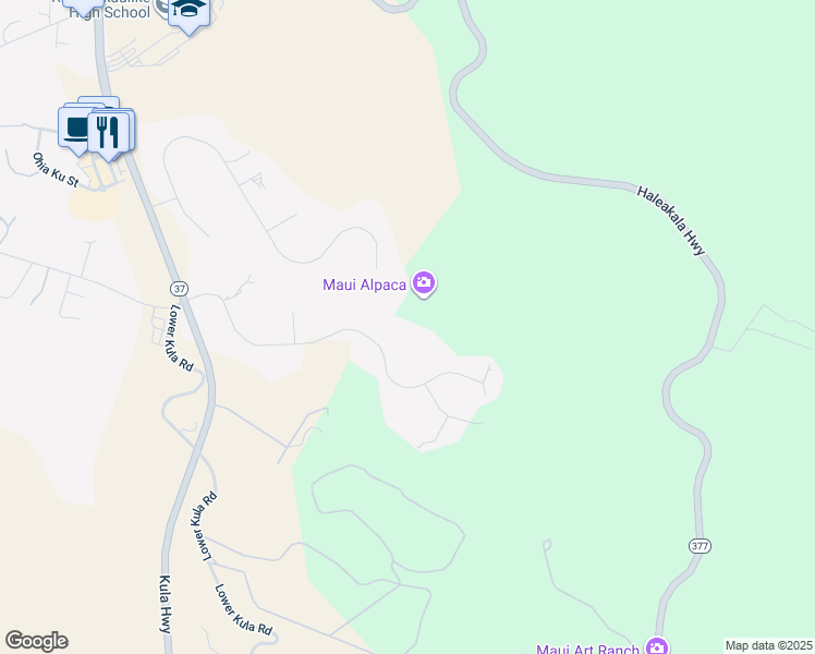 map of restaurants, bars, coffee shops, grocery stores, and more near 297 Hoopalua Drive in Makawao