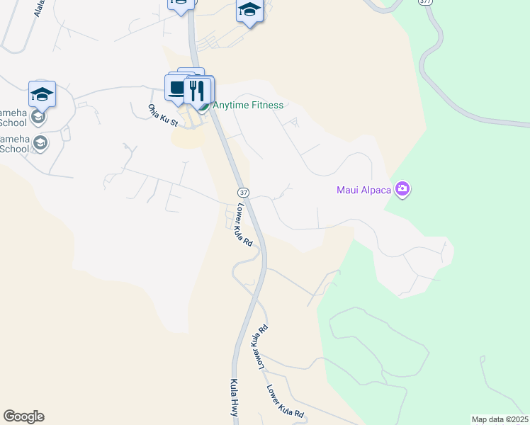 map of restaurants, bars, coffee shops, grocery stores, and more near 70 Hoopalua Drive in Makawao
