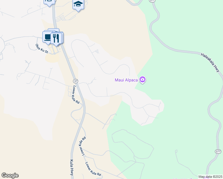 map of restaurants, bars, coffee shops, grocery stores, and more near 30 Welina Place in Makawao