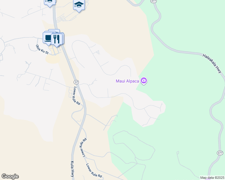 map of restaurants, bars, coffee shops, grocery stores, and more near 30 Welina Place in Makawao