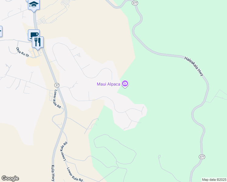 map of restaurants, bars, coffee shops, grocery stores, and more near 500 Aulii Drive in Makawao