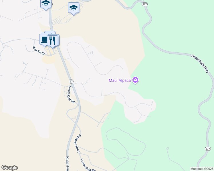 map of restaurants, bars, coffee shops, grocery stores, and more near 44 Welina Place in Makawao