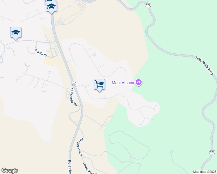 map of restaurants, bars, coffee shops, grocery stores, and more near 44 Welina Place in Makawao