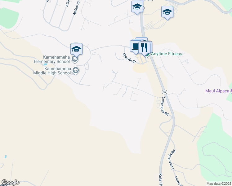 map of restaurants, bars, coffee shops, grocery stores, and more near 233 Anuhea Place in Makawao