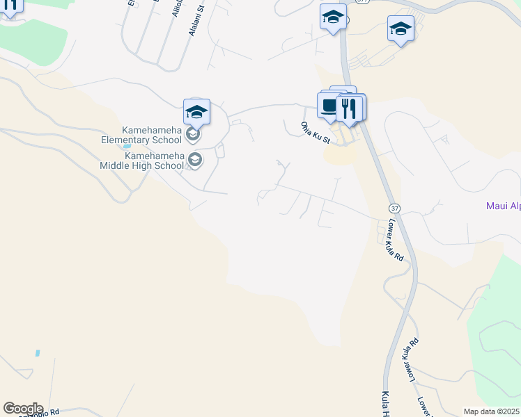 map of restaurants, bars, coffee shops, grocery stores, and more near 255 Anuhea Place in Makawao