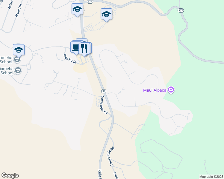 map of restaurants, bars, coffee shops, grocery stores, and more near 31 Hoopalua Drive in Makawao