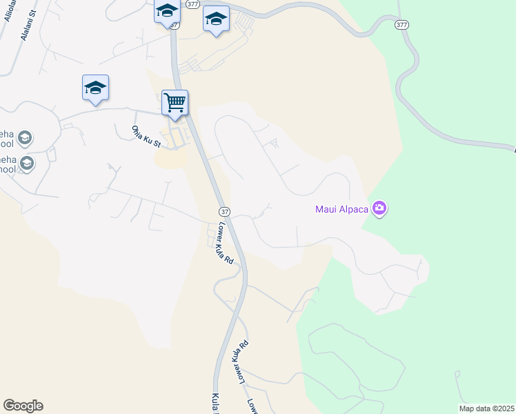 map of restaurants, bars, coffee shops, grocery stores, and more near 45 Hoopalua Drive in Makawao