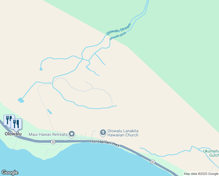map of restaurants, bars, coffee shops, grocery stores, and more near 282 Luawai Street in Lahaina