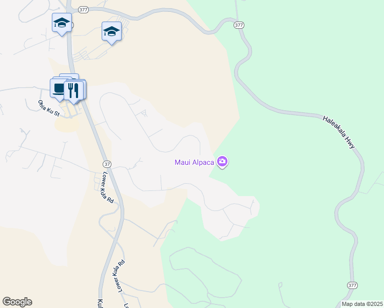 map of restaurants, bars, coffee shops, grocery stores, and more near 480 Aulii Drive in Makawao