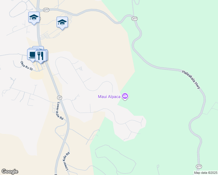 map of restaurants, bars, coffee shops, grocery stores, and more near 444 Aulii Drive in Makawao