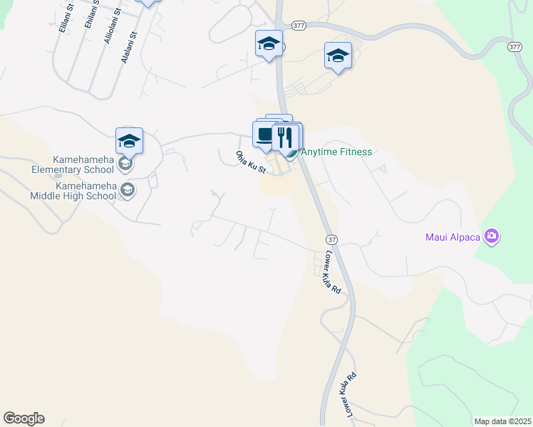 map of restaurants, bars, coffee shops, grocery stores, and more near 227 Lei Ohu Circle in Makawao