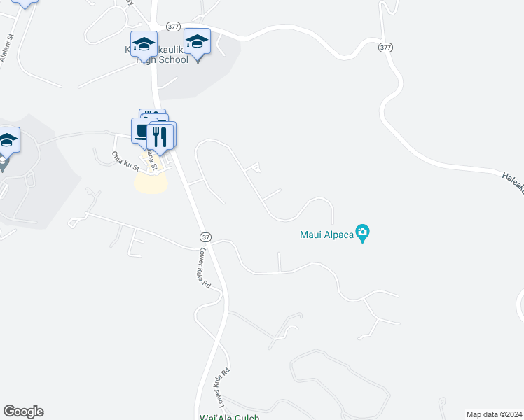 map of restaurants, bars, coffee shops, grocery stores, and more near 280 Aulii Drive in Makawao