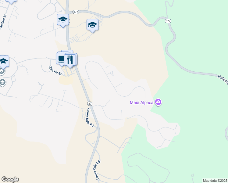 map of restaurants, bars, coffee shops, grocery stores, and more near 280 Aulii Drive in Makawao