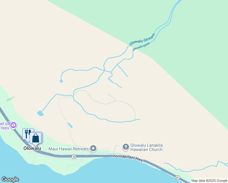 map of restaurants, bars, coffee shops, grocery stores, and more near 40 Kalai Place in Lahaina