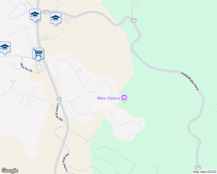 map of restaurants, bars, coffee shops, grocery stores, and more near 444 Aulii Drive in Makawao
