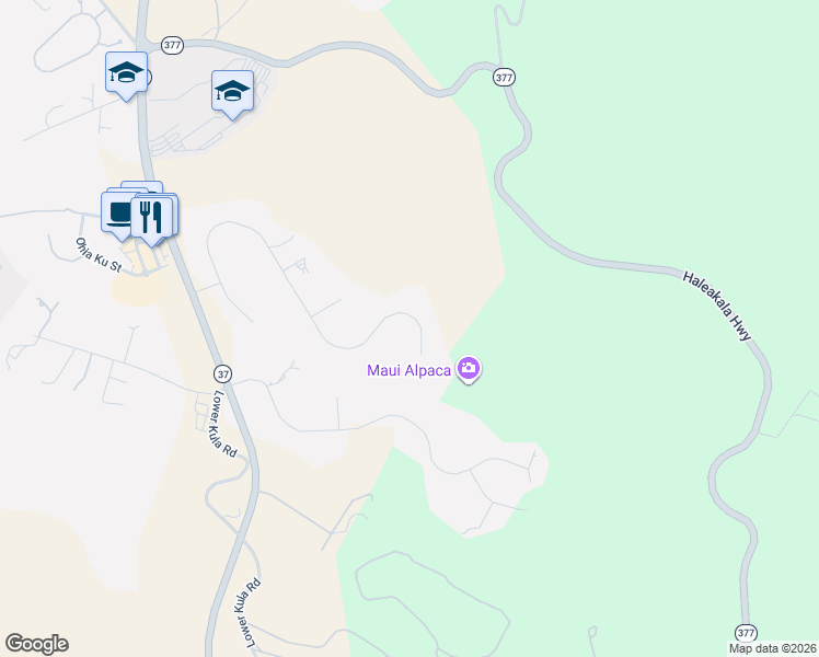 map of restaurants, bars, coffee shops, grocery stores, and more near 444 Aulii Drive in Makawao