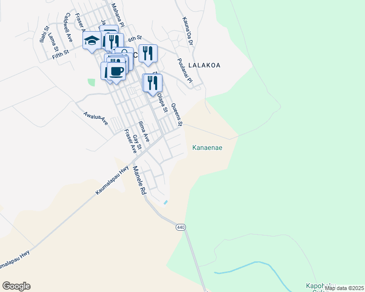 map of restaurants, bars, coffee shops, grocery stores, and more near 534 Kualua Place in Lanai City