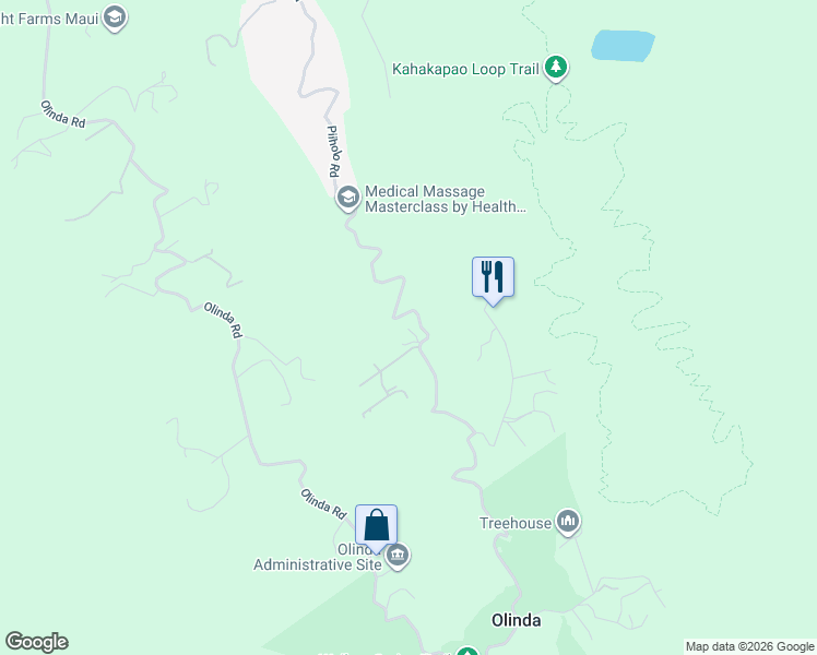map of restaurants, bars, coffee shops, grocery stores, and more near 2130 Piiholo Road in Makawao
