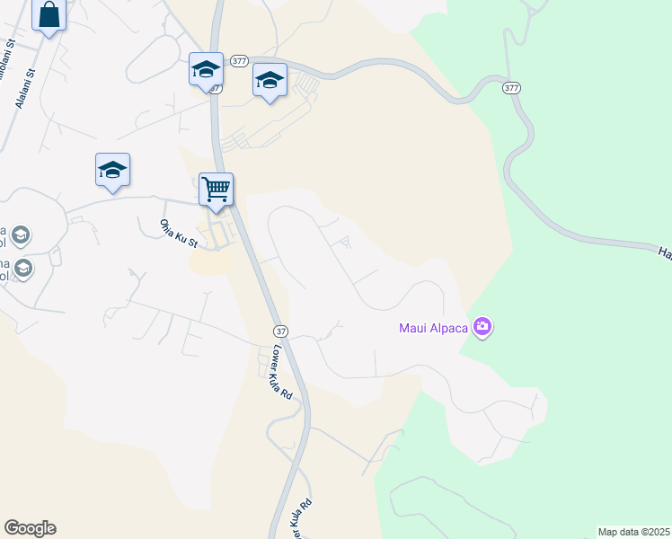 map of restaurants, bars, coffee shops, grocery stores, and more near 214 Aulii Drive in Makawao