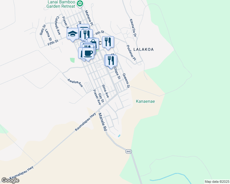 map of restaurants, bars, coffee shops, grocery stores, and more near 1313 Muku Place in Wailuku