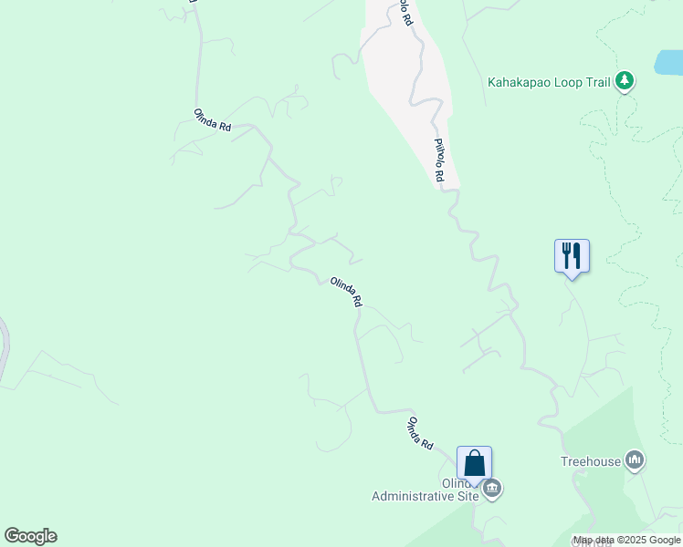 map of restaurants, bars, coffee shops, grocery stores, and more near 1755 Olinda Road in Makawao