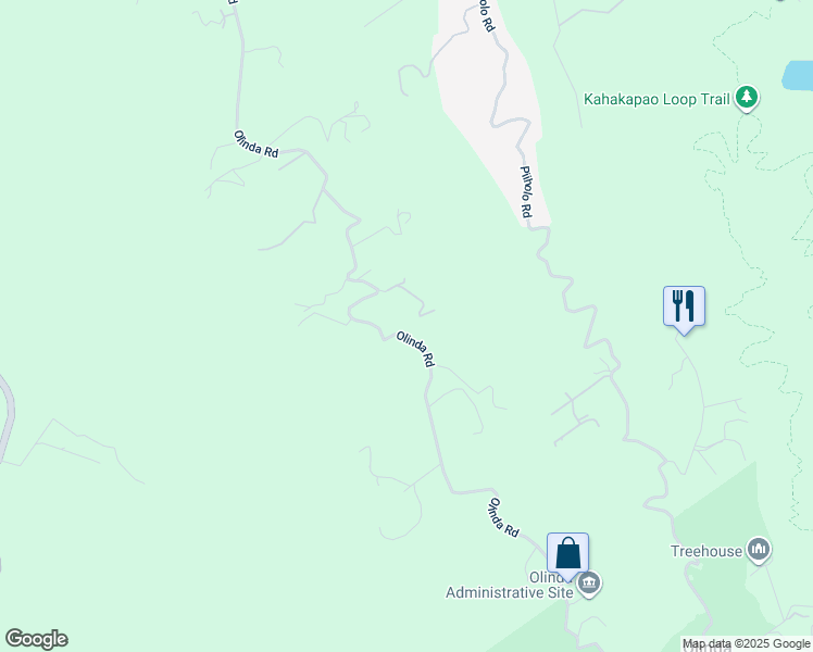 map of restaurants, bars, coffee shops, grocery stores, and more near 1755 Olinda Road in Makawao