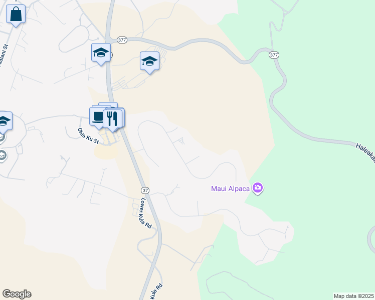 map of restaurants, bars, coffee shops, grocery stores, and more near 251 Aulii Drive in Makawao