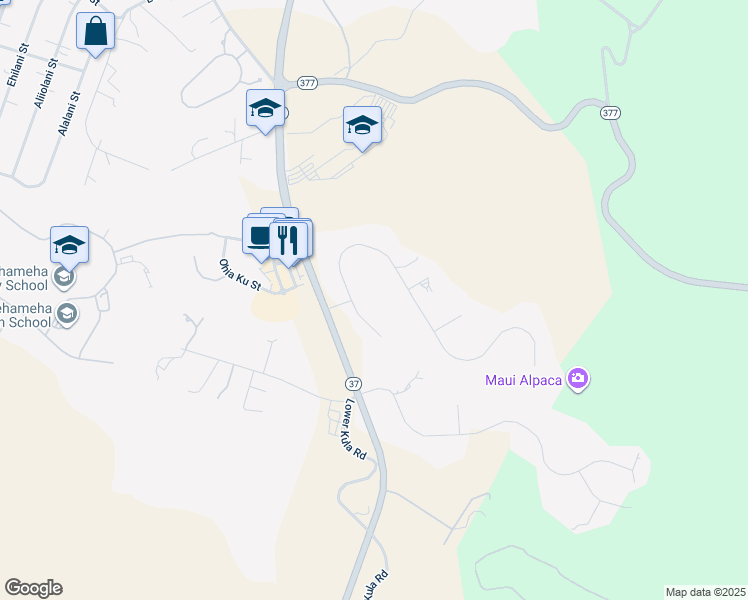 map of restaurants, bars, coffee shops, grocery stores, and more near 11 Aulii Place in Makawao