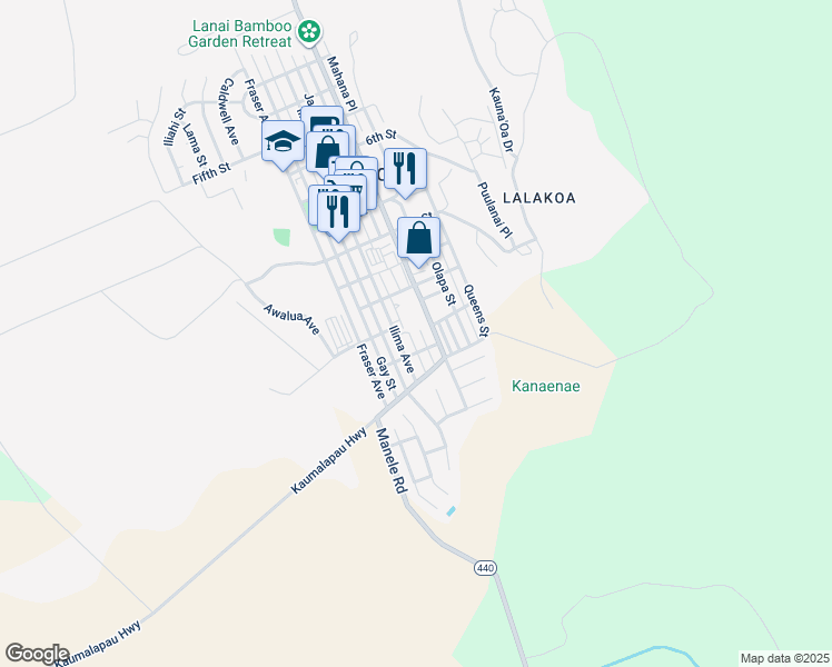 map of restaurants, bars, coffee shops, grocery stores, and more near 1313 Muku Place in Wailuku
