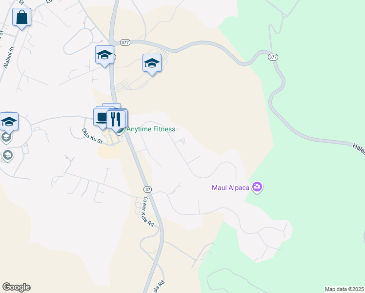 map of restaurants, bars, coffee shops, grocery stores, and more near 50 Poha Place in Makawao