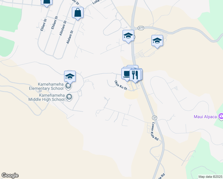 map of restaurants, bars, coffee shops, grocery stores, and more near 15 Ohia Lehua Place in Makawao