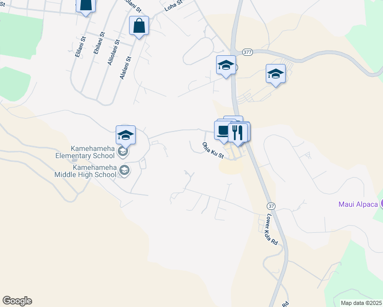 map of restaurants, bars, coffee shops, grocery stores, and more near 23 Ohia Lehua Place in Makawao
