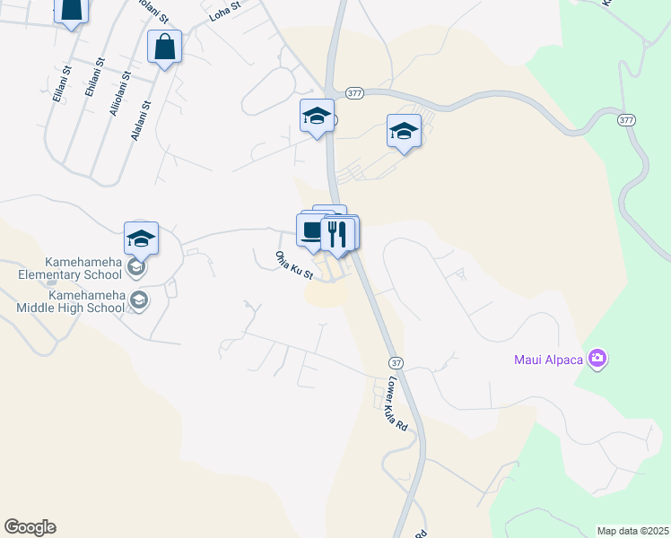 map of restaurants, bars, coffee shops, grocery stores, and more near 55 Kupaoa Street in Makawao