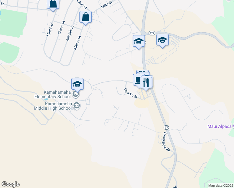 map of restaurants, bars, coffee shops, grocery stores, and more near 23 Ohia Lehua Place in Makawao